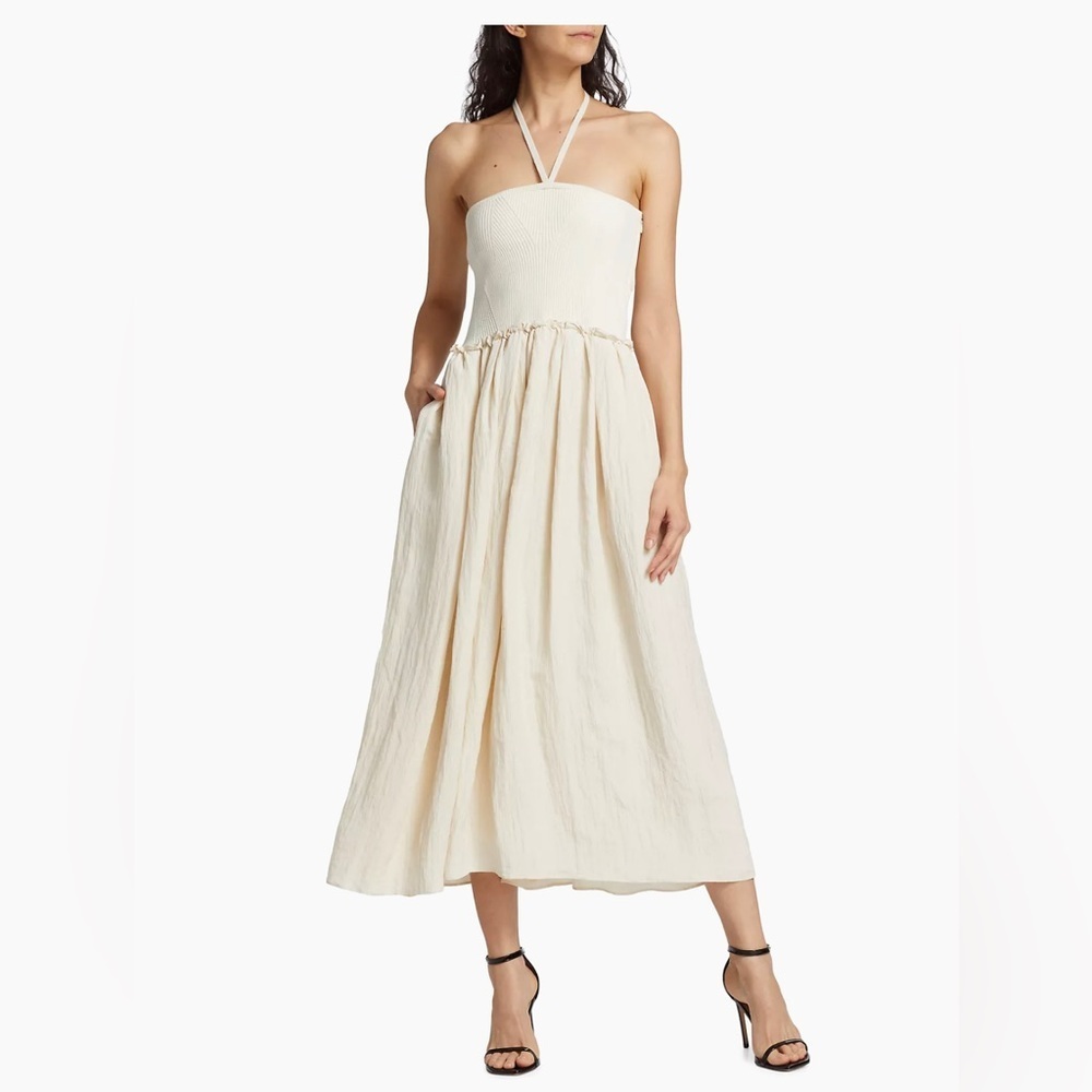 Tanya Taylor Suzie Rib-Knit Halter Midi-Dress